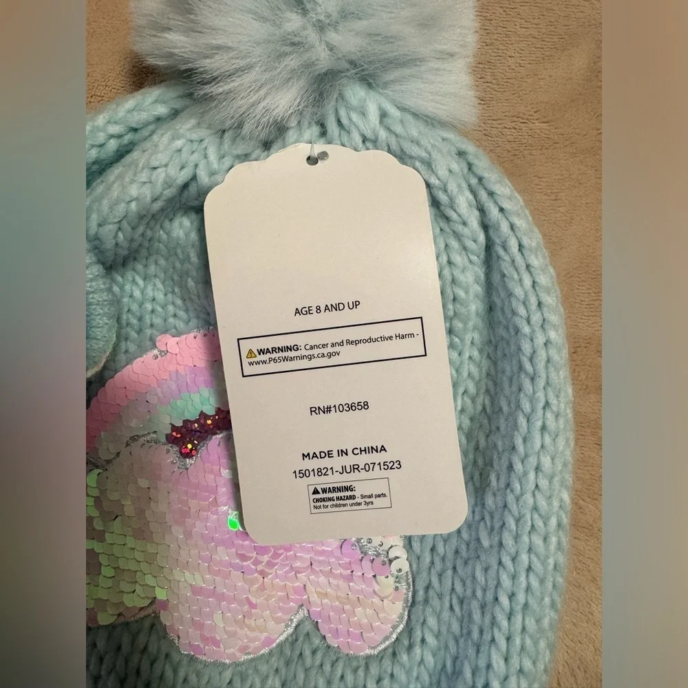 Kids Rainbow Pom Beanie Hat